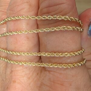 10 Karat Gold Diamond Cut Rope Necklac 20-in NEW